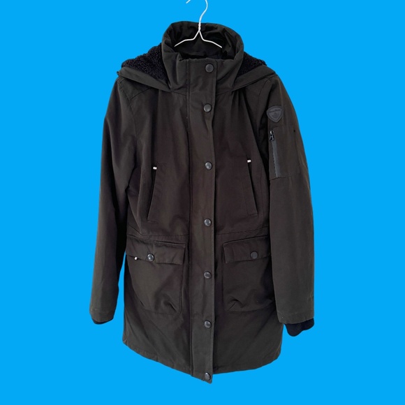 Canadiana Black Down Parka Winter Coat Jacket S - Picture 1 of 7